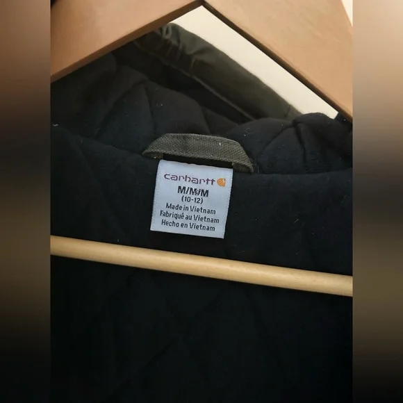 Carhartt Kids Duck Canvas Jacket 10/12 • Quilted Hooded Workwear Coat Green - Picture 12 of 13